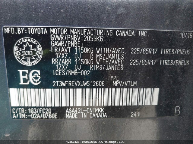 2T3WFREVXJW512606 Toyota 2ar-fe