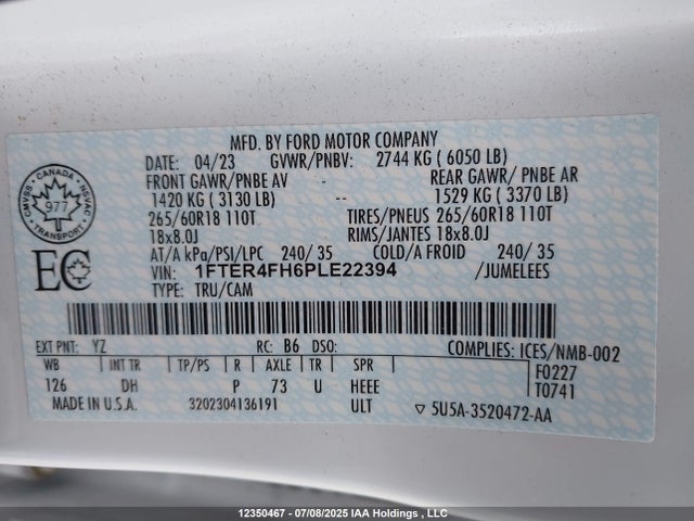 Ford tivct 2023 1FTER4FH6PLE22394 Image 9