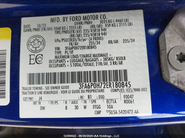 3FA6P0H72ER180845 Ford 2014