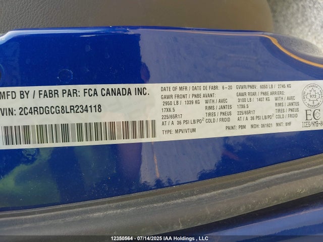 2C4RDGCG8LR234118 Dodge Grand Caravan