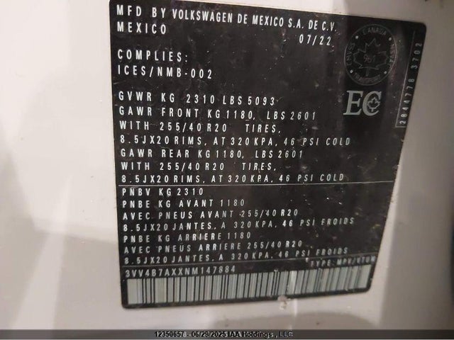 3VV4B7AXXNM147884 Volkswagen 2022