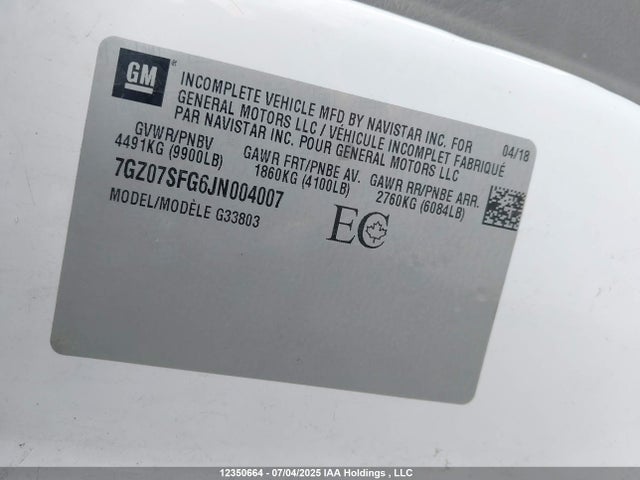 7GZ07SFG6JN004007 GMC gm l96