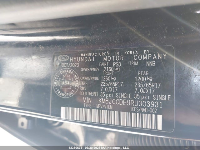 KM8JCCDE9RU303931 Hyundai gdi theta iii