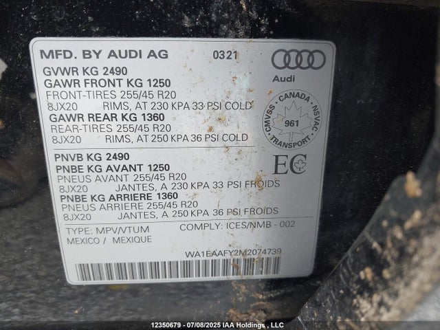 Audi Q5 2021 WA1EAAFY2M2074739 Image 9