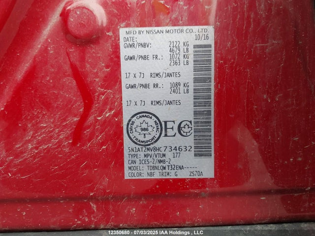 5N1AT2MV8HC734632 Nissan 2017