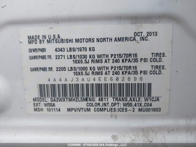 Mitsubishi dohc mivec 2014 4A4AJ3AU4EE602696 Image 19