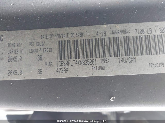 RAM 2019 2019 1C6SRFLT4KN835281 Image 9