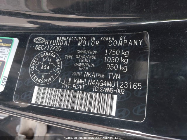 KMHLN4AG4MU123165 Hyundai mpi nu pe