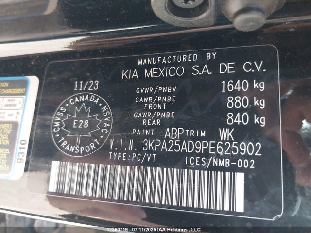 3KPA25AD9PE625902 KIA Rio Lx Premium/lx+