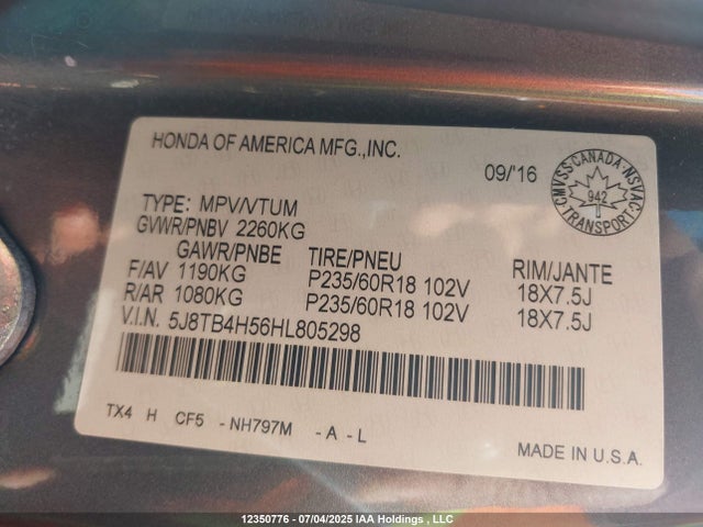 5J8TB4H56HL805298 Acura j35z2