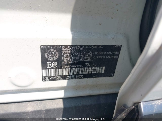 2T3RWRFV0MW107497 Toyota a25a-fxs, 3nm+4nm(ni)