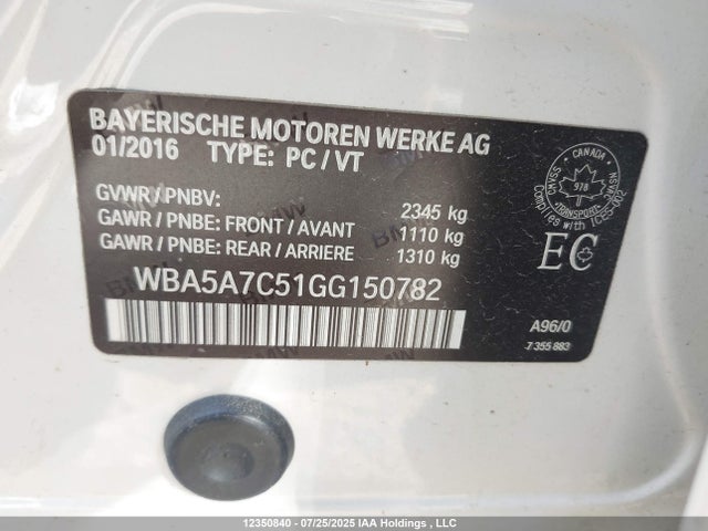 WBA5A7C51GG150782 BMW 2016
