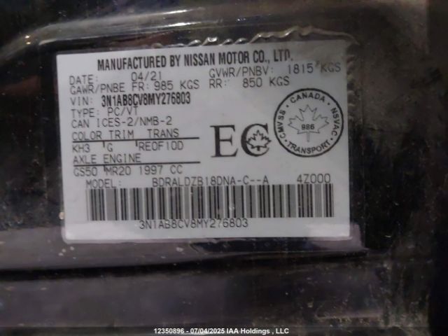 3N1AB8CV8MY276803 Nissan Sentra