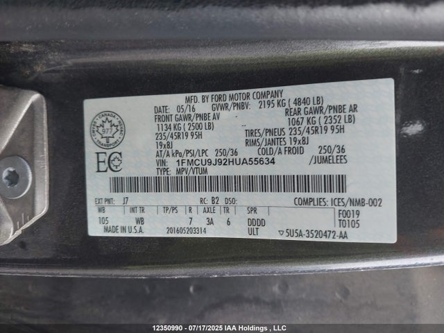 1FMCU9J92HUA55634 Ford Escape