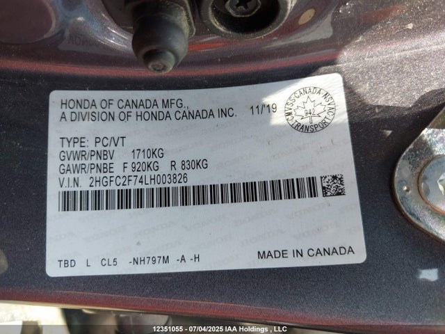 2HGFC2F74LH003826 Honda k20c2