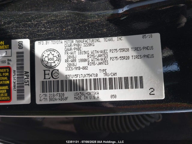 5TFUY5F17JX754710 Toyota 3ur-fe