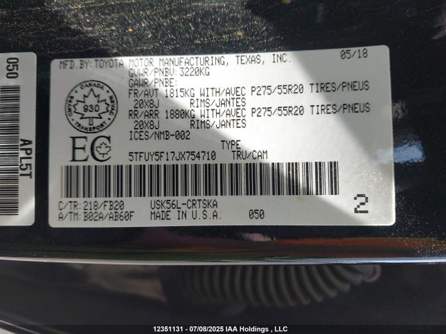 5TFUY5F17JX754710 Toyota 3ur-fe