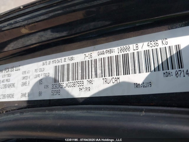3C6UR5FJXGG387559 RAM 2016