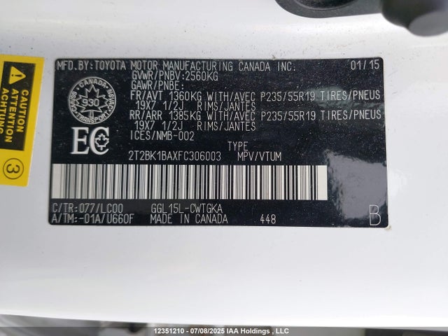 Lexus 2gr-fe 2015 2T2BK1BAXFC306003 Image 19
