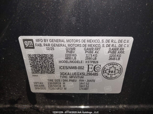 3GKALUEGXSL296485 GMC lsd