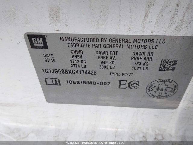 1G1JG6SBXG4174428 Chevrolet luv - vvt, alum, e85 max