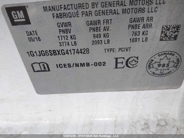 1G1JG6SBXG4174428 Chevrolet luv - vvt, alum, e85 max