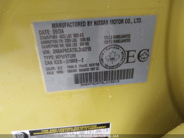3N8AP6CA7SL318215 Nissan kicks mpv