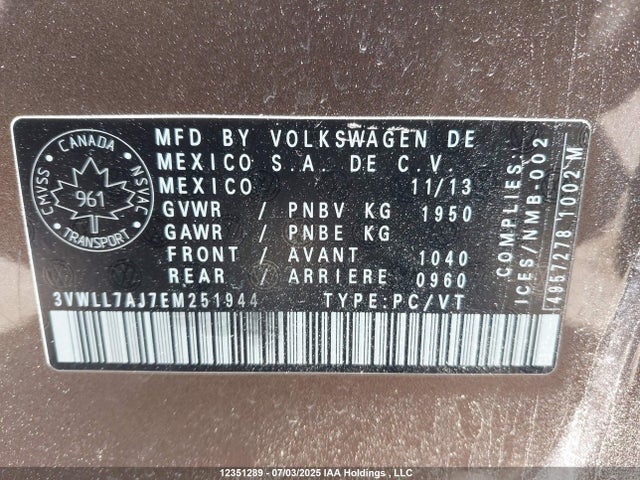Volkswagen Jetta 2014 3VWLL7AJ7EM251944 Image 9