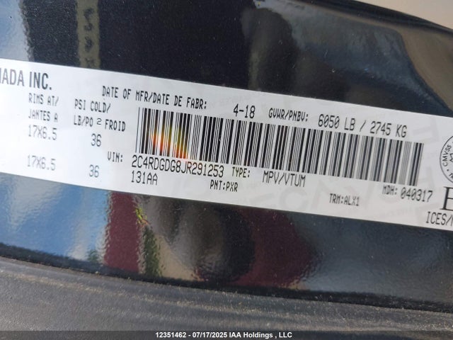 2C4RDGDG8JR291253 Dodge 2018