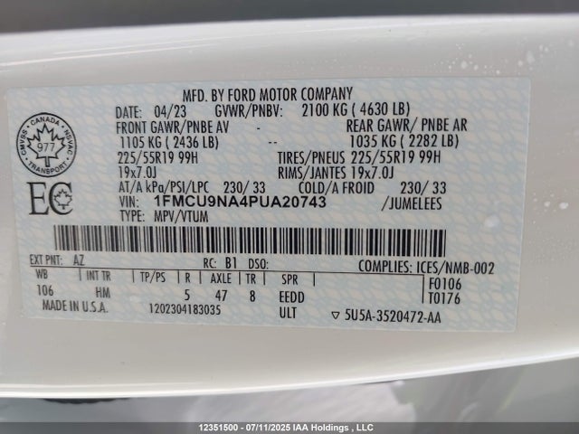 1FMCU9NA4PUA20743 Ford gtdi a