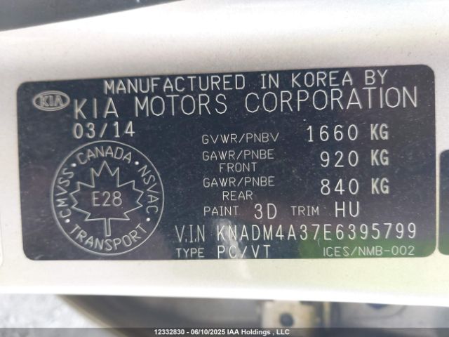 KNADM4A37E6395799 KIA dohc gamma