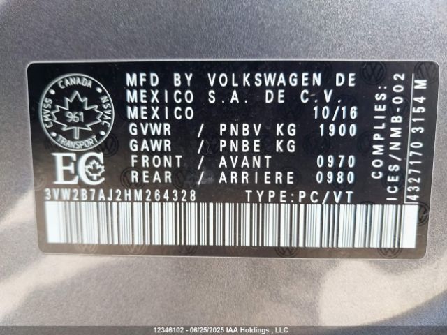 3VW2B7AJ2HM264328 Volkswagen 1.4 tsi