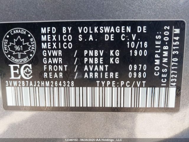 3VW2B7AJ2HM264328 Volkswagen 1.4 tsi