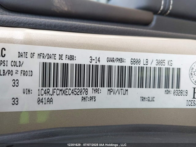 Jeep Grand Cherokee 2014 1C4RJFCMXEC452078 Image 9