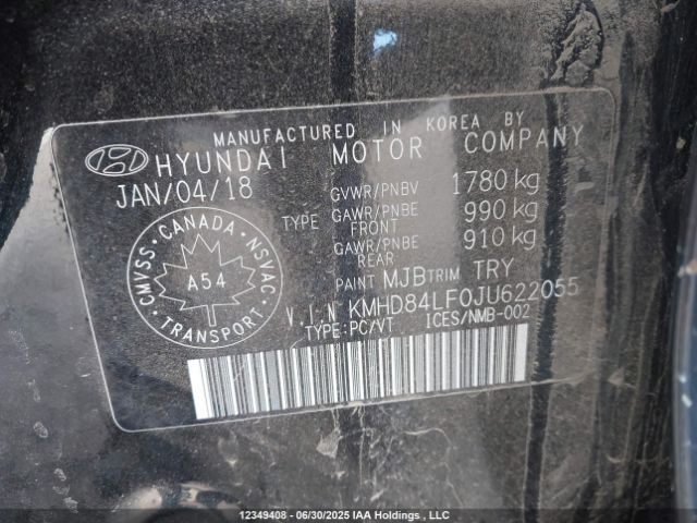 KMHD84LF0JU622055 Hyundai mpi nu
