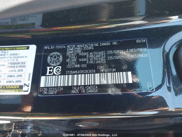 Lexus t24a-fts 2024 2T2BAMCA5RC063658 Image 9