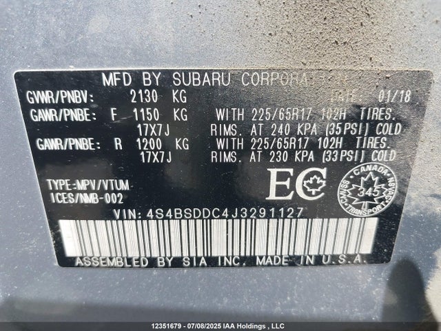 Subaru c5 2018 4S4BSDDC4J3291127 Image 18