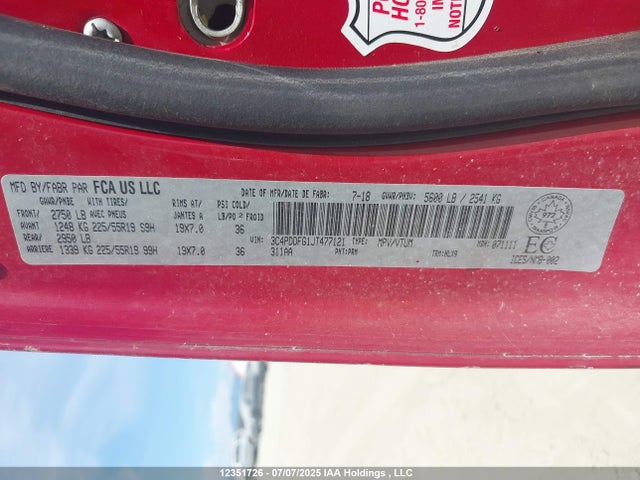 3C4PDDFG1JT477121 Dodge 2018
