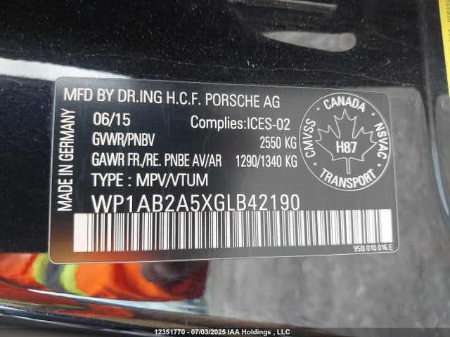 Porsche Macan 2016 WP1AB2A5XGLB42190 Image 9