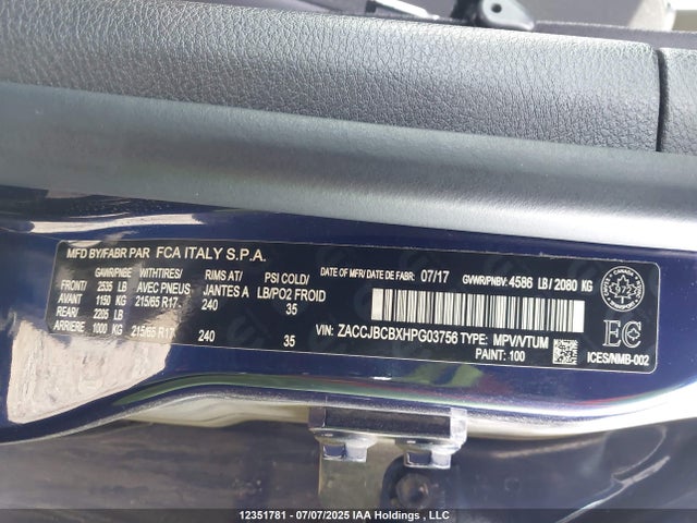 Jeep Renegade 2017 ZACCJBCBXHPG03756 Image 9