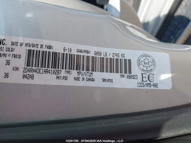 Aukcja sprzedaży 2010 Dodge Grand Caravan Se, vin: 2D4RN4DE1AR410287, numer aukcji: 12351792