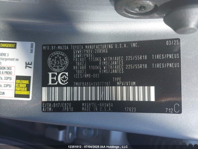 Toyota m20a-fxs 2025 7MUFBABG4SV077187 Image 9