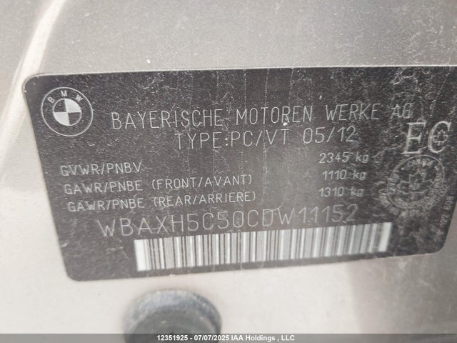 Продаж на аукціоні авто 2012 Bmw 528 Xi, vin: WBAXH5C50CDW11152, номер лоту: 12351925