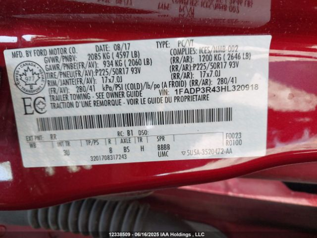 1FADP3R43HL320918 Ford 2017