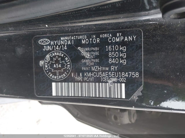 Hyundai dohc gdi gamma 2014 KMHCU5AE5EU184758 Image 9