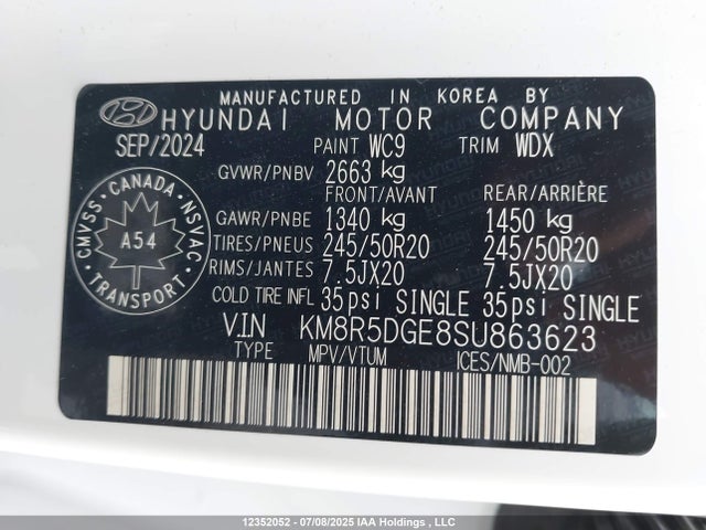 KM8R5DGE8SU863623 Hyundai gdi lambda ii