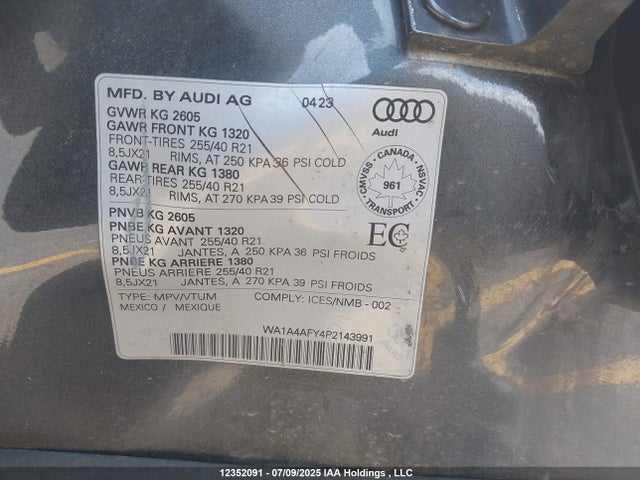 WA1A4AFY4P2143991 Audi SQ5
