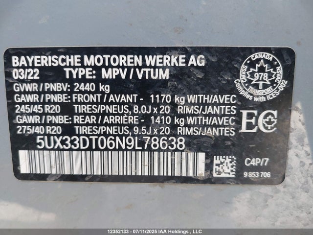 5UX33DT06N9L78638 BMW X4