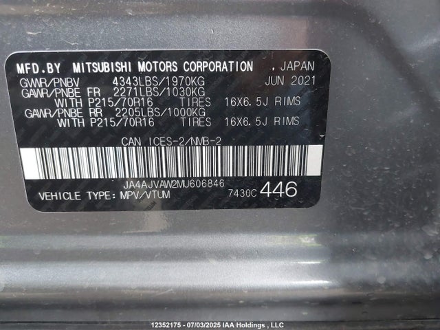 Mitsubishi mivec 2021 JA4AJVAW2MU606846 Image 18