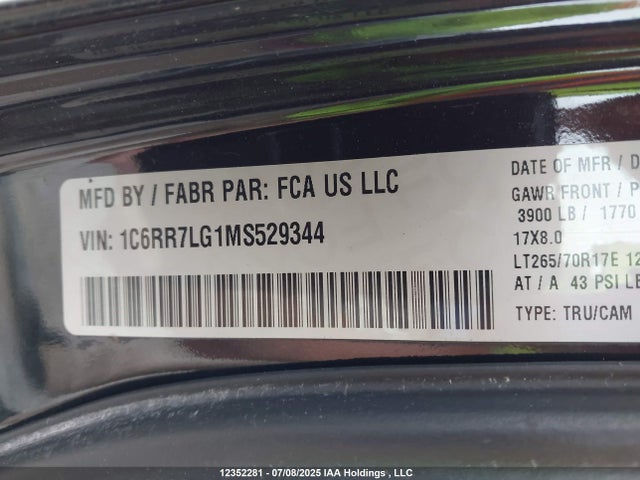 RAM 1500 2021 1C6RR7LG1MS529344 Image 9
